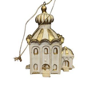 Gold & White Ceramic Christmas Ornament